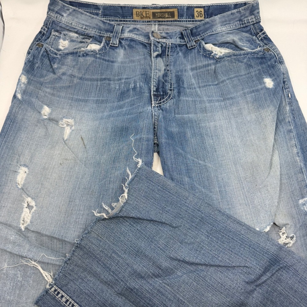 BKE‎ Marshall Relaxed Distressed Jeans Light Wash Raw Hem 36x36 BMX1512C
